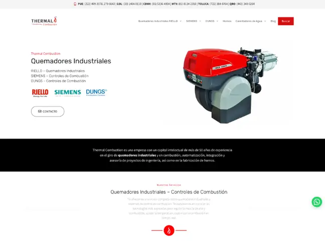 Proyecto web THC Thermal Combustion - página web con SEO e Inteligencia Artificial